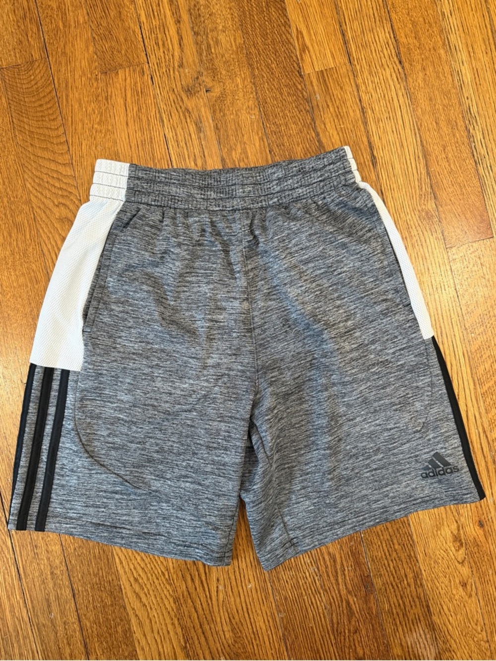 adidas Men’s Heather Gray Athletic Shorts with White Panels